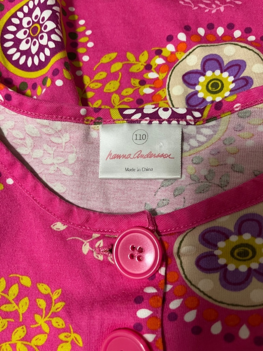 Hanna Andersson Fuchsia Floral Circle-Print Dress Sz 5 - Picture 4 of 5